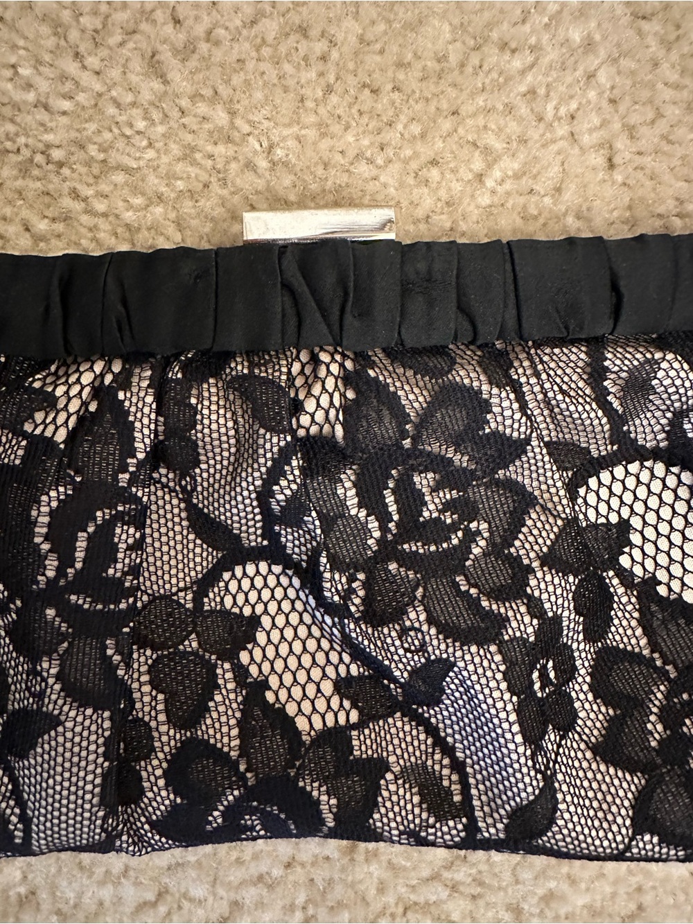 Call It Spring Black Cream Lace Formal Purse Clutch Wedding Event - Picture 9 of 9